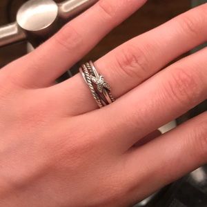 'X Crossover' Ring with Diamonds